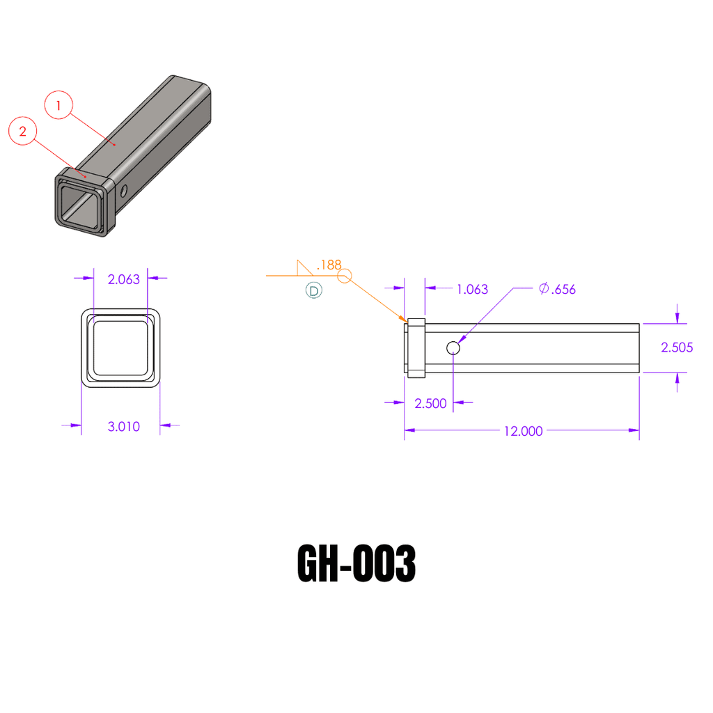 Weld-On Receiver Tube
