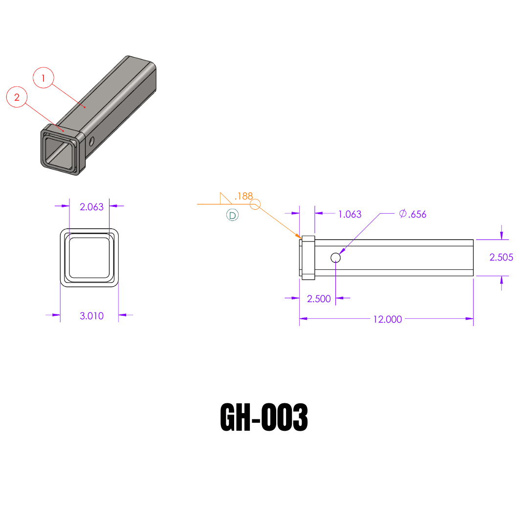Weld-On Receiver Tube