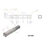 Spec diagram for the GEN-Y Hitch Extender (model GH-040)