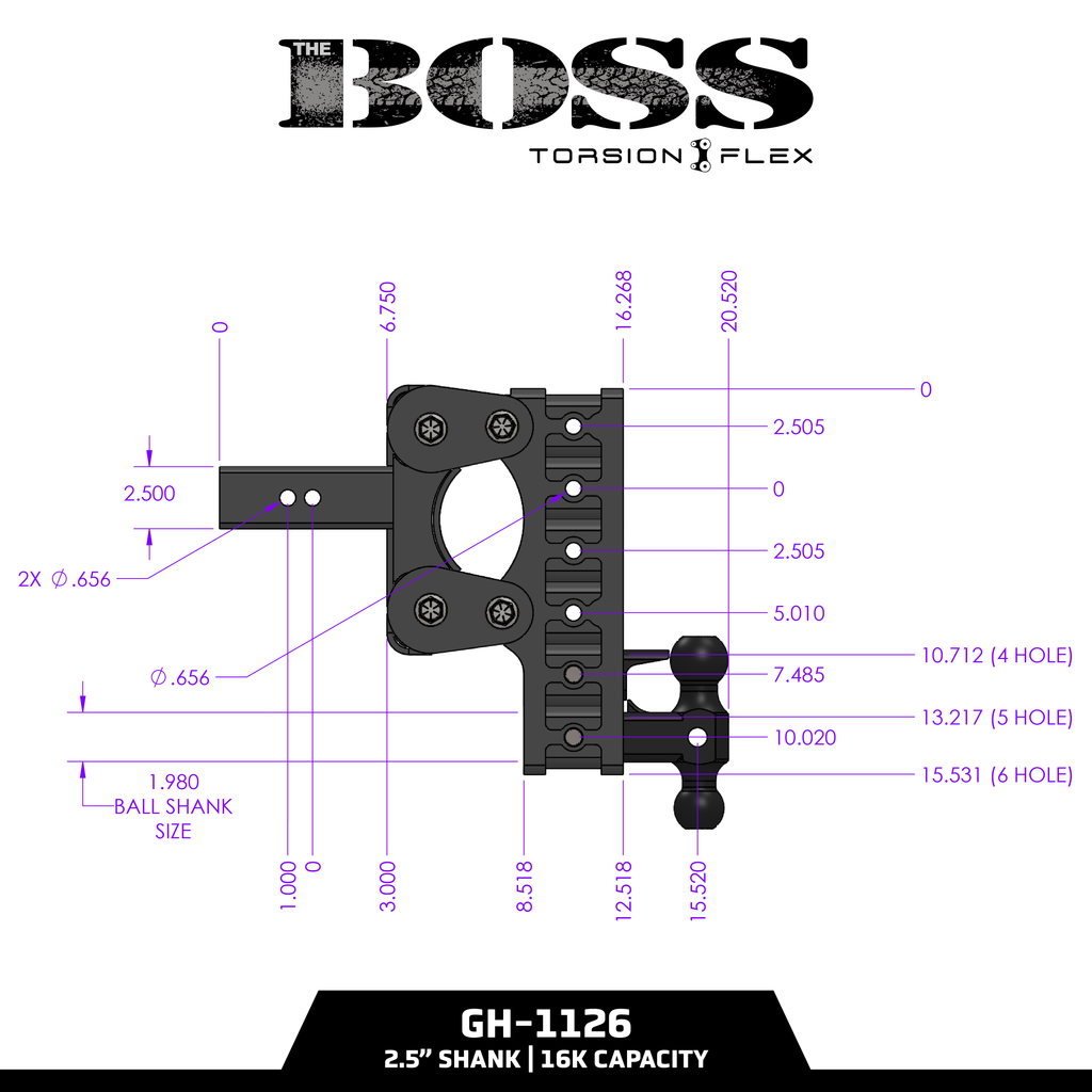 The BOSS 16K (Torsion-Flex) Drop Hitch (2" or 2 ½" Shank)