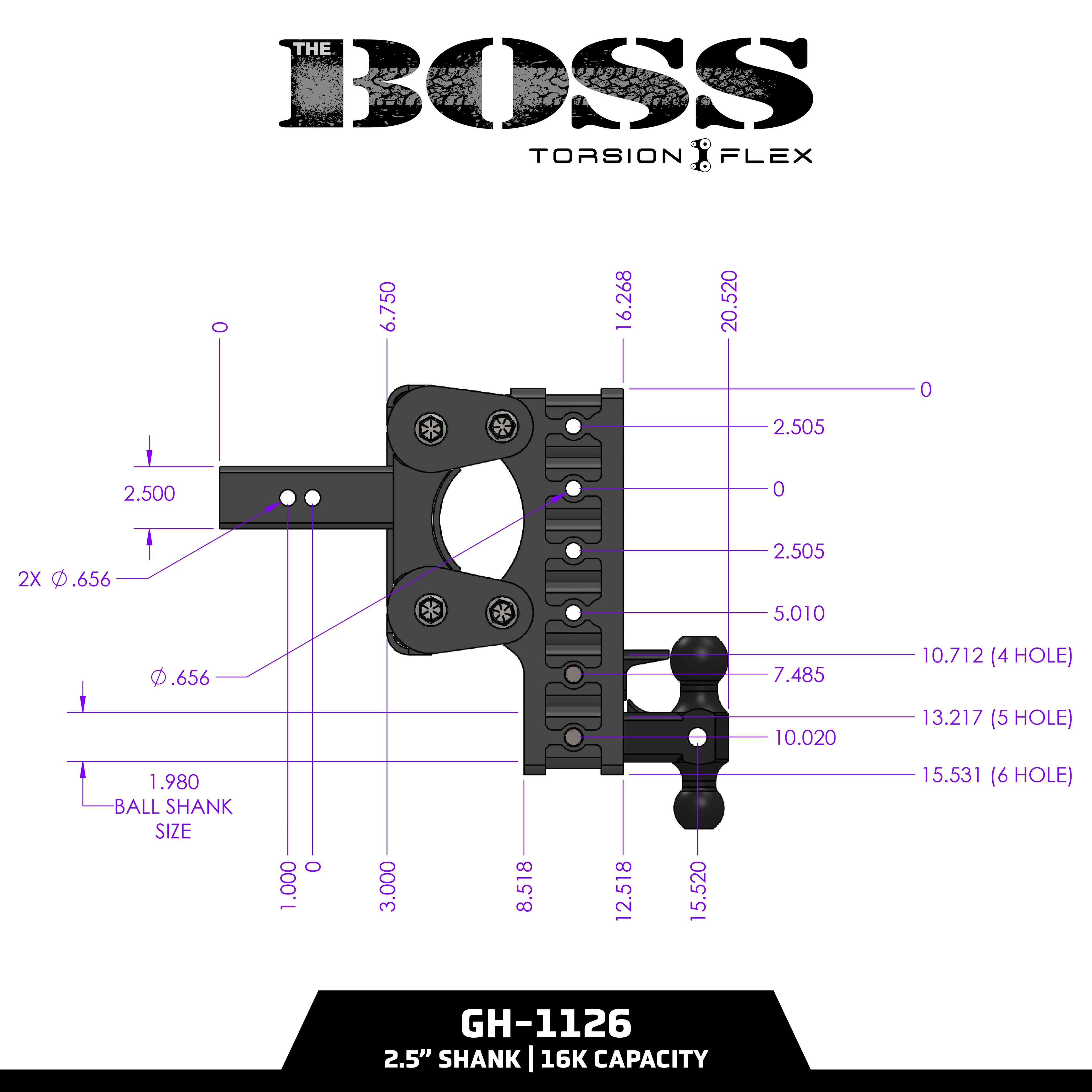 The BOSS 16K (Torsion-Flex) Drop Hitch (2" or 2 ½" Shank)