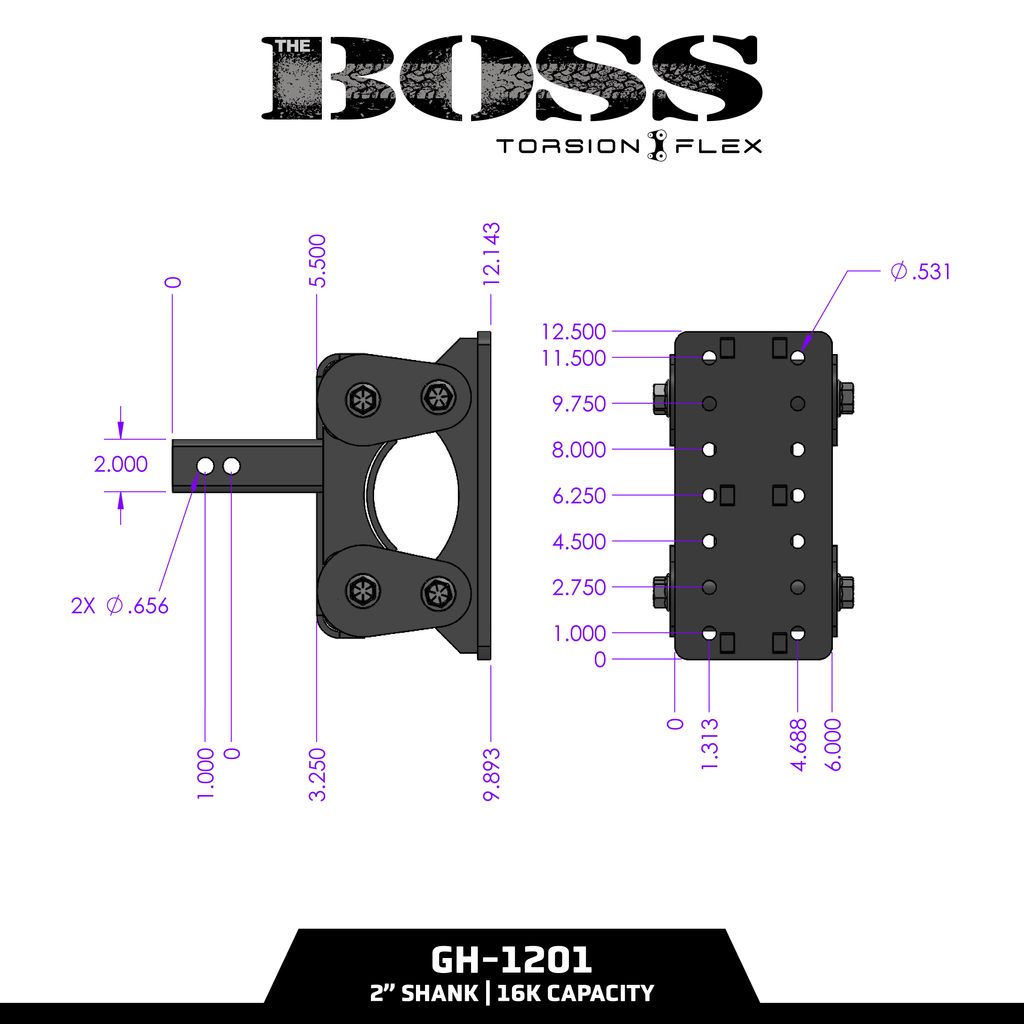 The BOSS (Torsion Flex) Pintle Plate (2"-3" Shank)