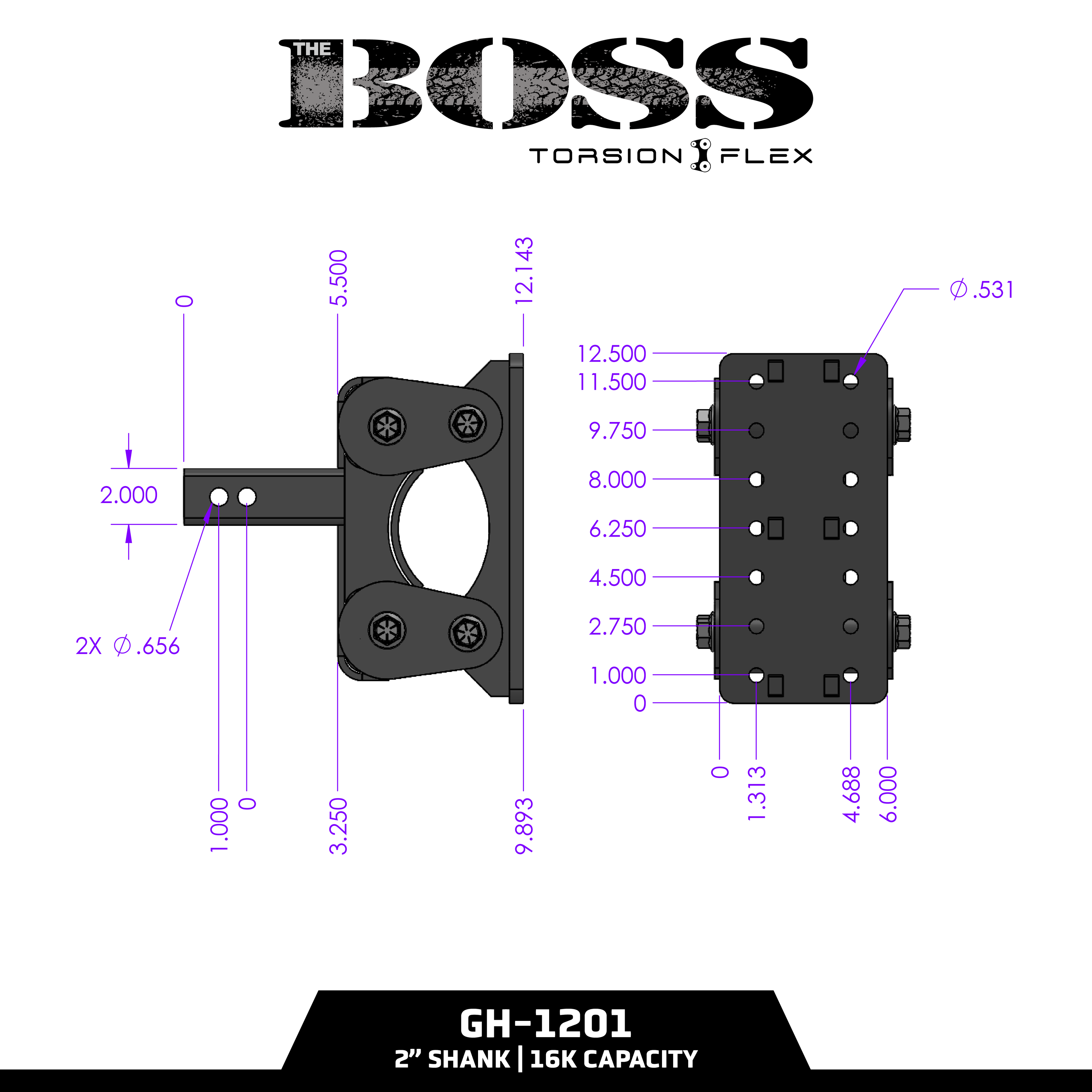 The BOSS (Torsion Flex) Pintle Plate (2"-3" Shank)