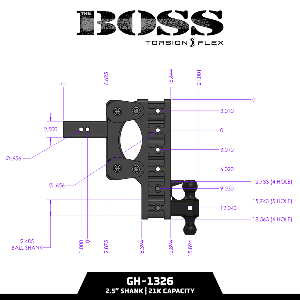 The BOSS 21K (Torsion-Flex) Drop Hitch (2 ½" or 3" Shank)