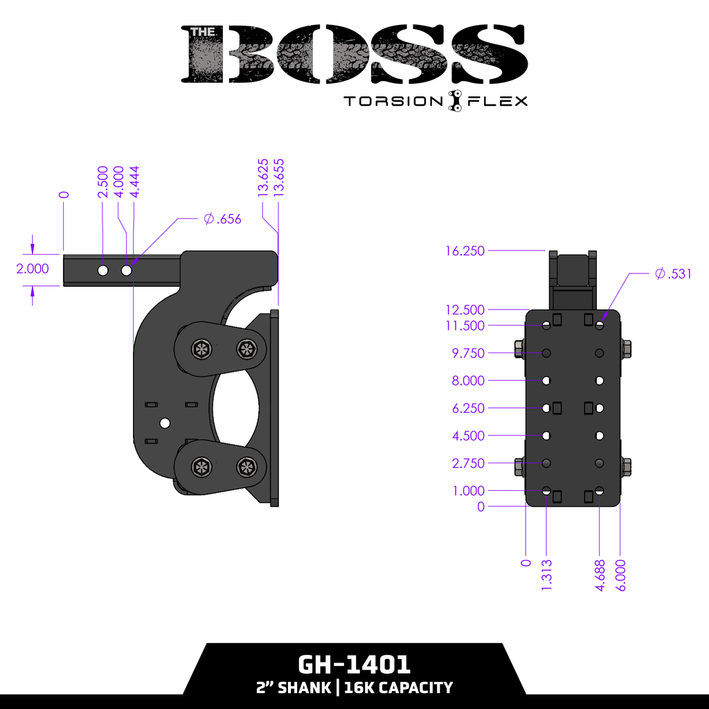 The BOSS (Torsion Flex) Pintle Plate (2"-3" Shank)