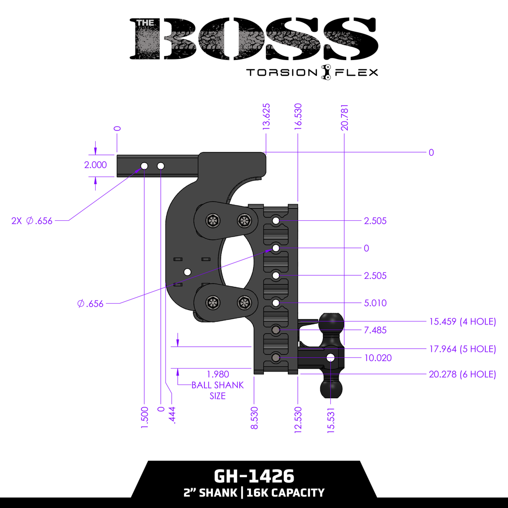 The BOSS 16K (Torsion-Flex) Drop Hitch (2" or 2 ½" Shank)