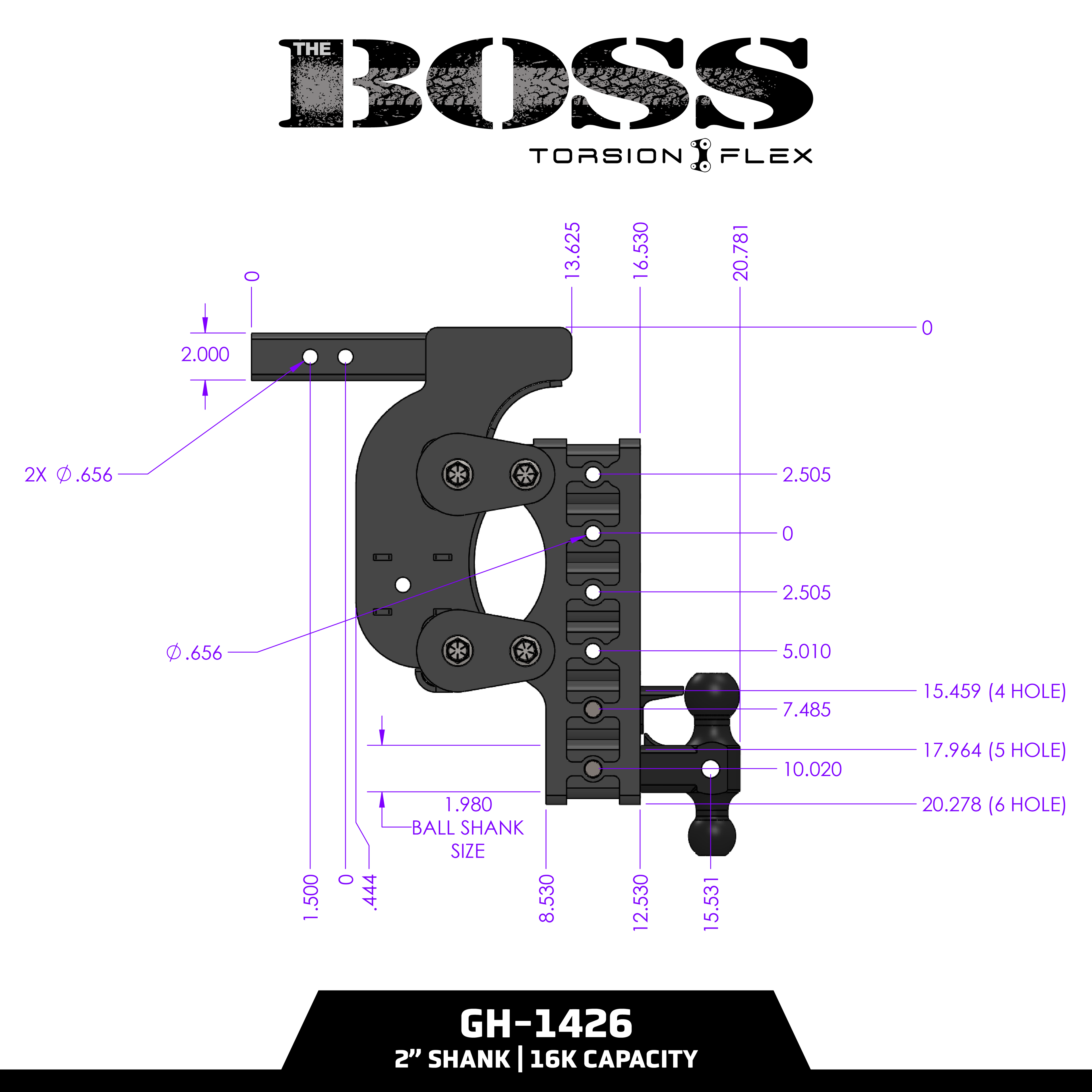 The BOSS 16K (Torsion-Flex) Drop Hitch (2" or 2 ½" Shank)