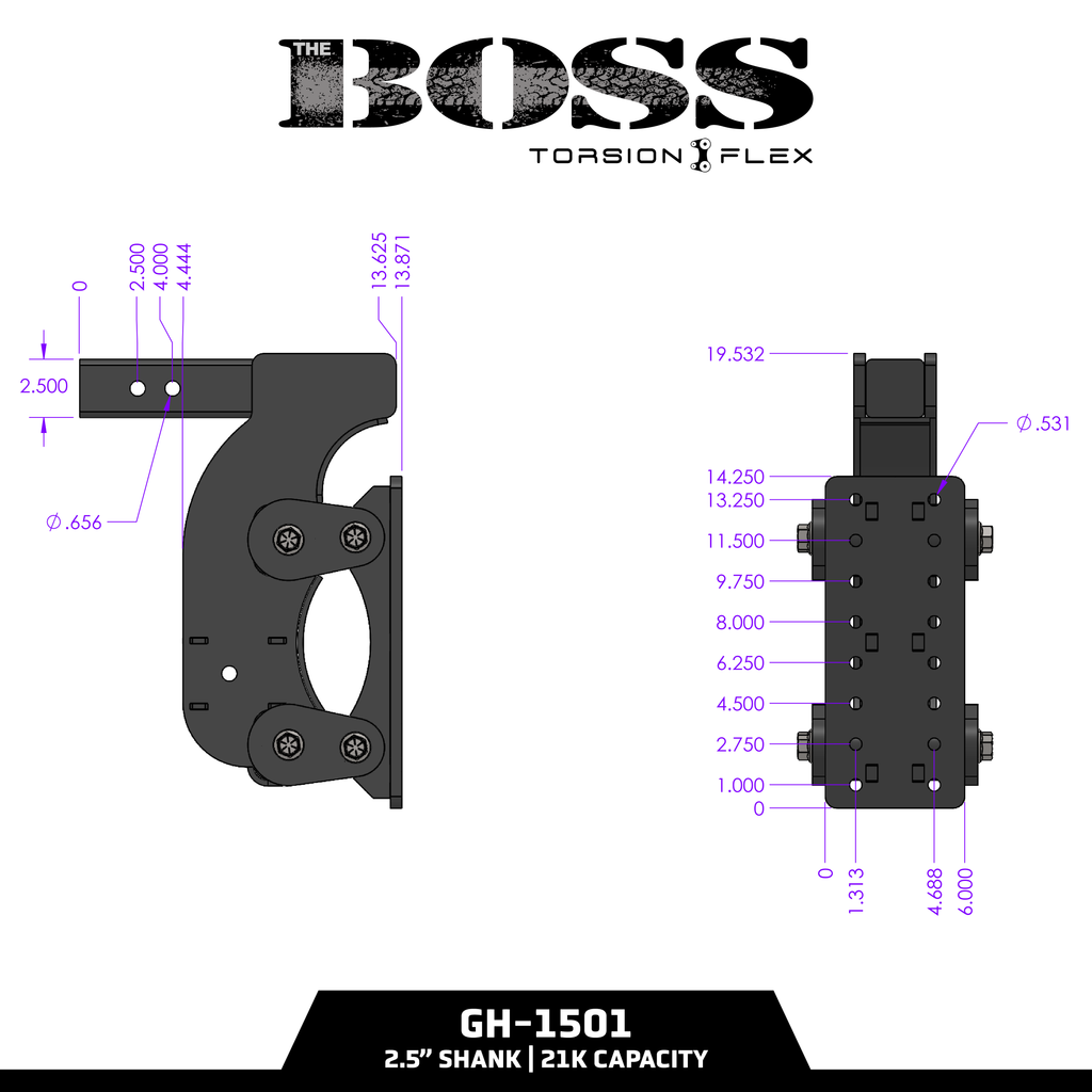 The BOSS (Torsion Flex) Pintle Plate (2"-3" Shank)