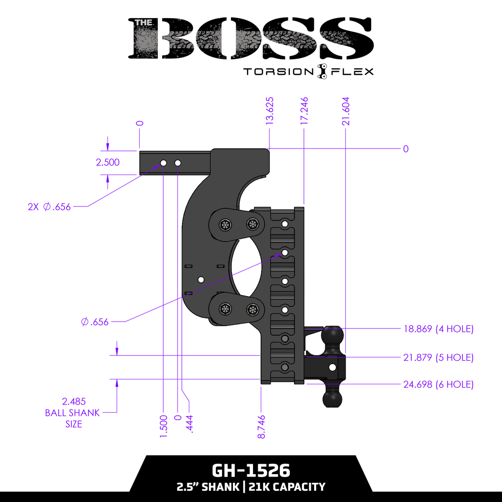 The BOSS 21K (Torsion-Flex) Drop Hitch (2 ½" or 3" Shank)