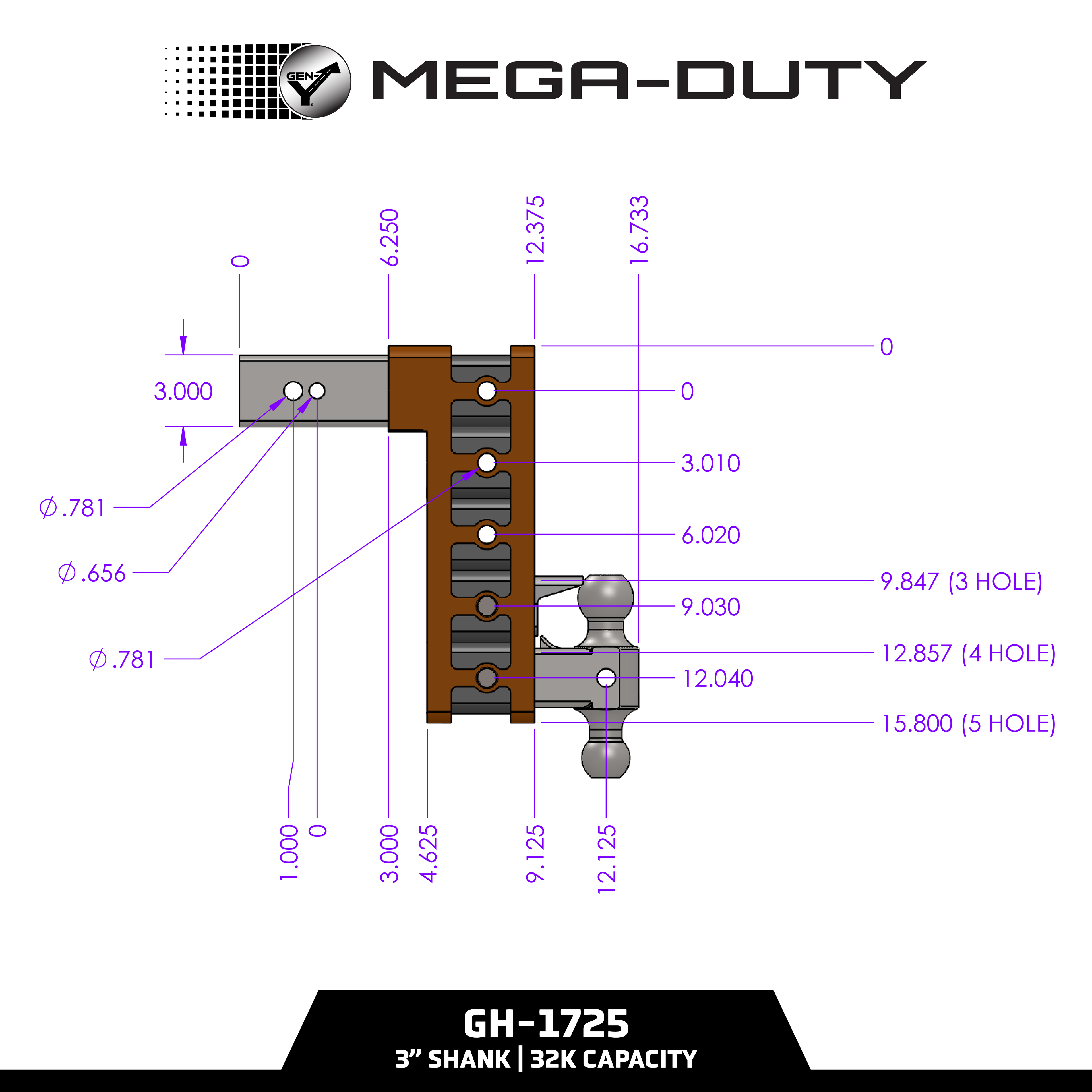 The MEGA-DUTY 32K Drop Hitch (2 ½" or 3" Shank)