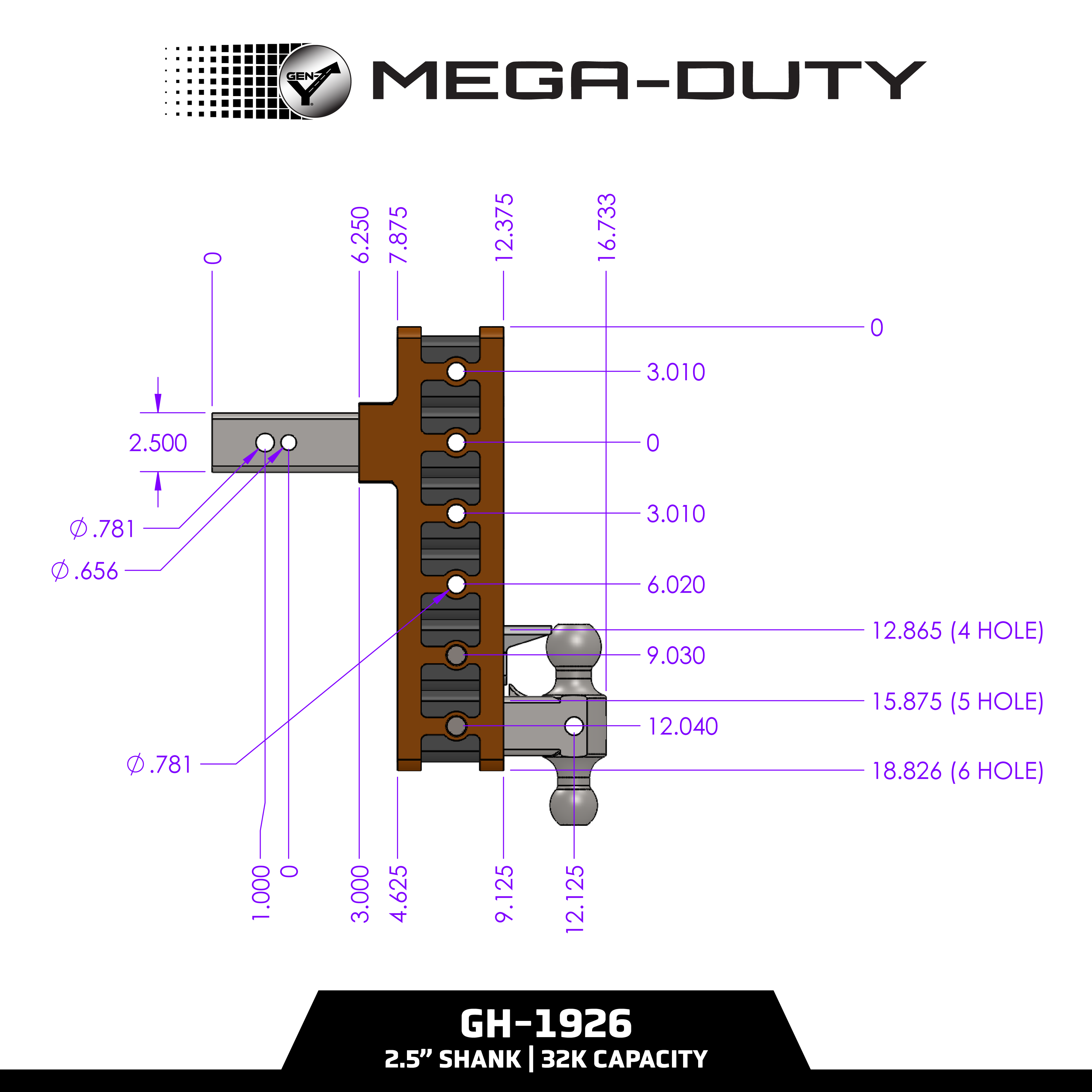 The MEGA-DUTY 32K Drop Hitch (2 ½" or 3" Shank)