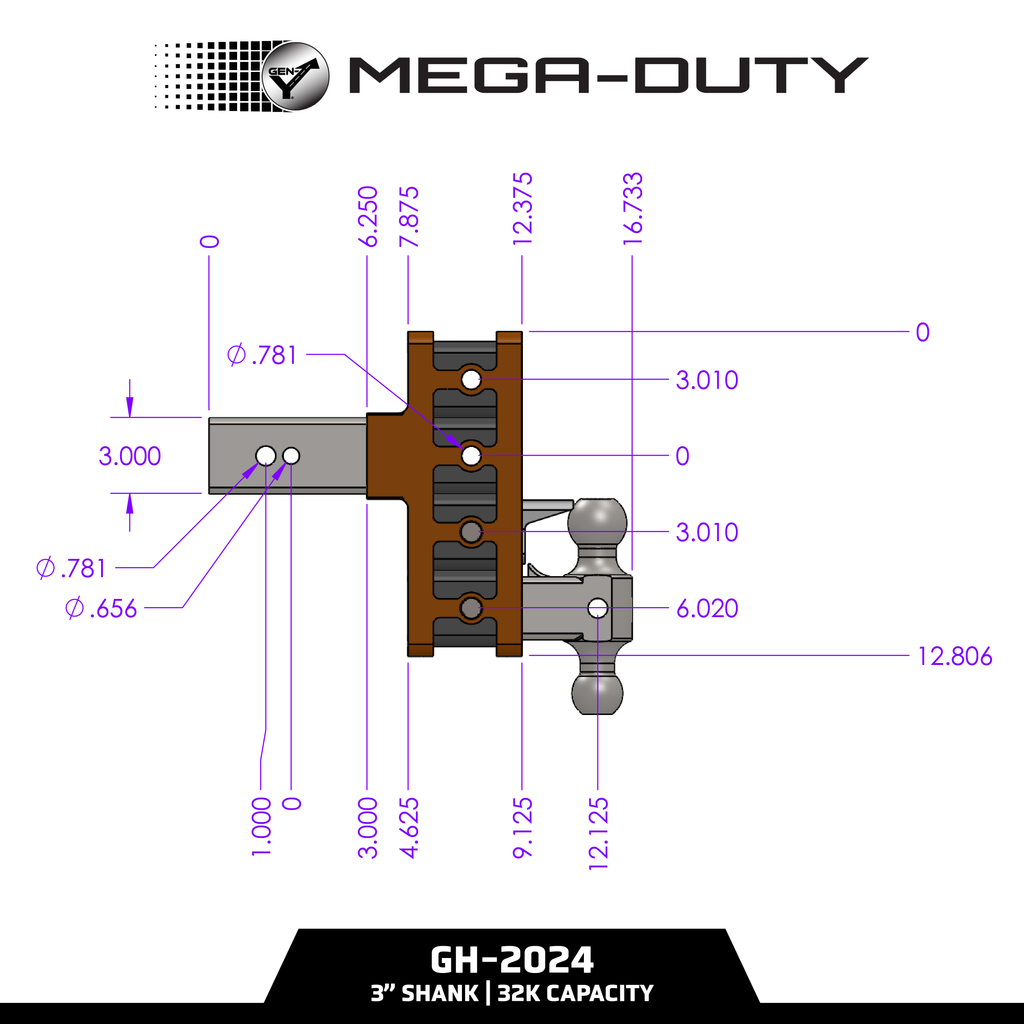 The MEGA-DUTY 32K Drop Hitch (2 ½" or 3" Shank)