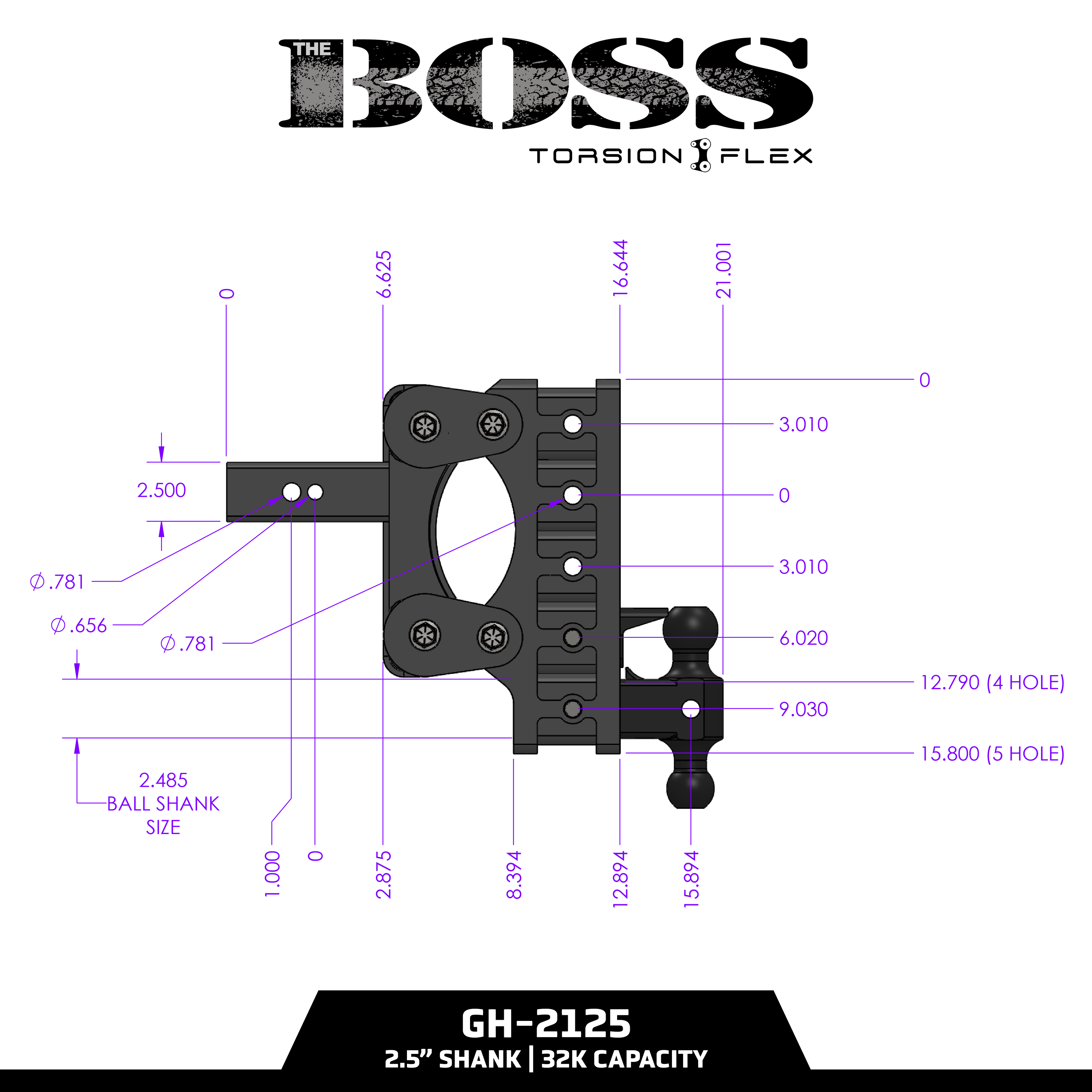 The BOSS 32K (Torsion-Flex) Drop Hitch (2 ½” & 3" Shank)