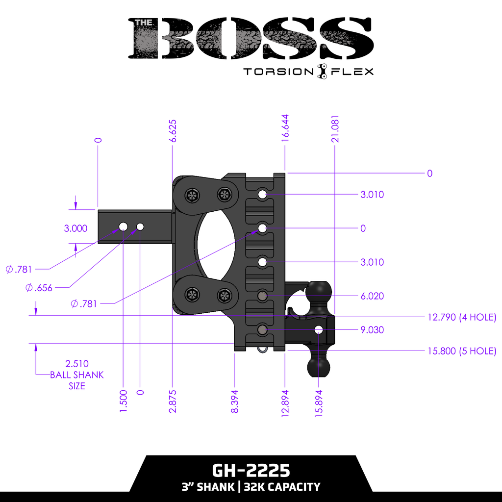 The BOSS 32K (Torsion-Flex) Drop Hitch (2 ½” & 3" Shank)