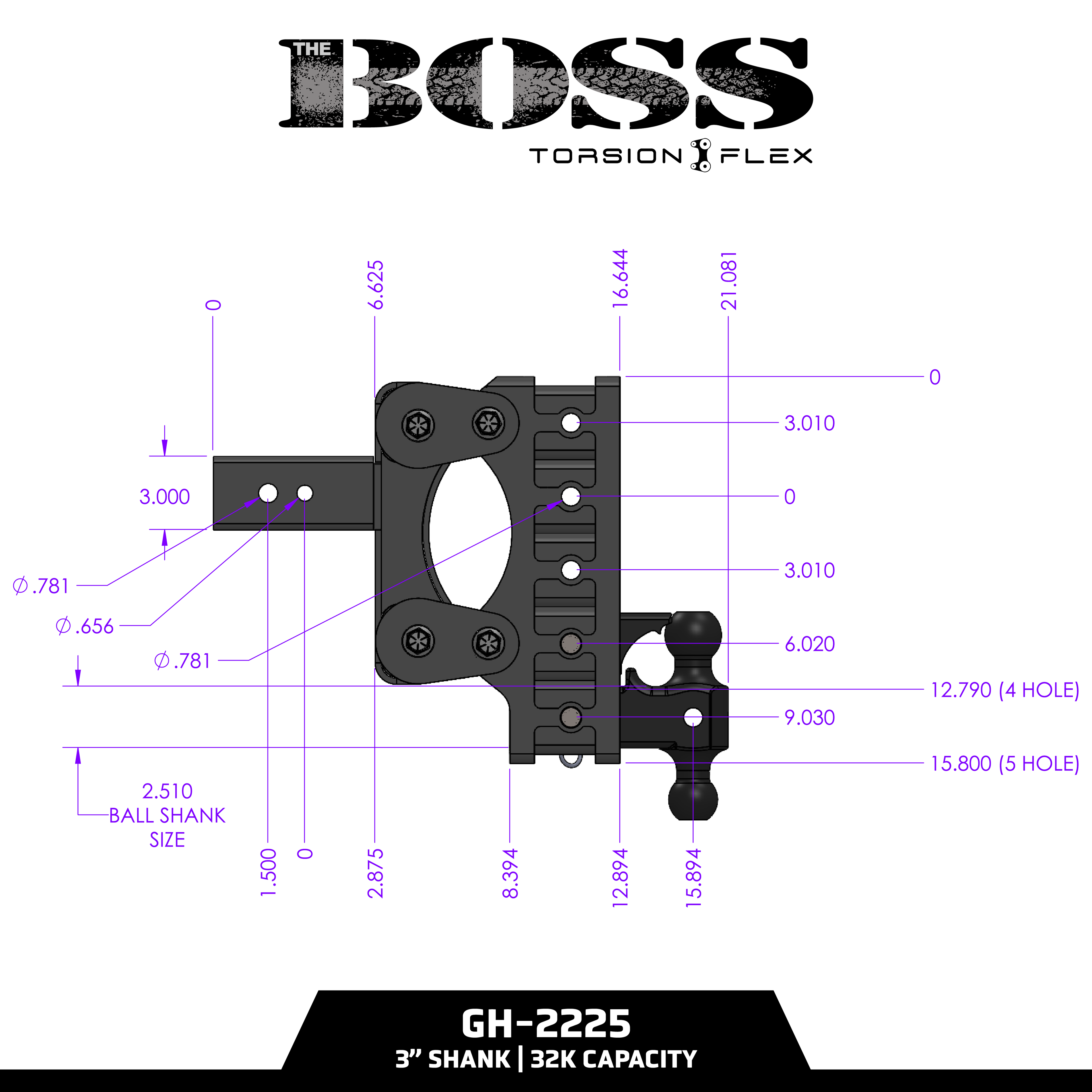 The BOSS 32K (Torsion-Flex) Drop Hitch (2 ½” & 3" Shank)