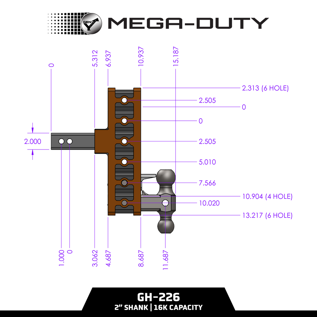 The MEGA-DUTY 16K Drop Hitch (2" Shank)