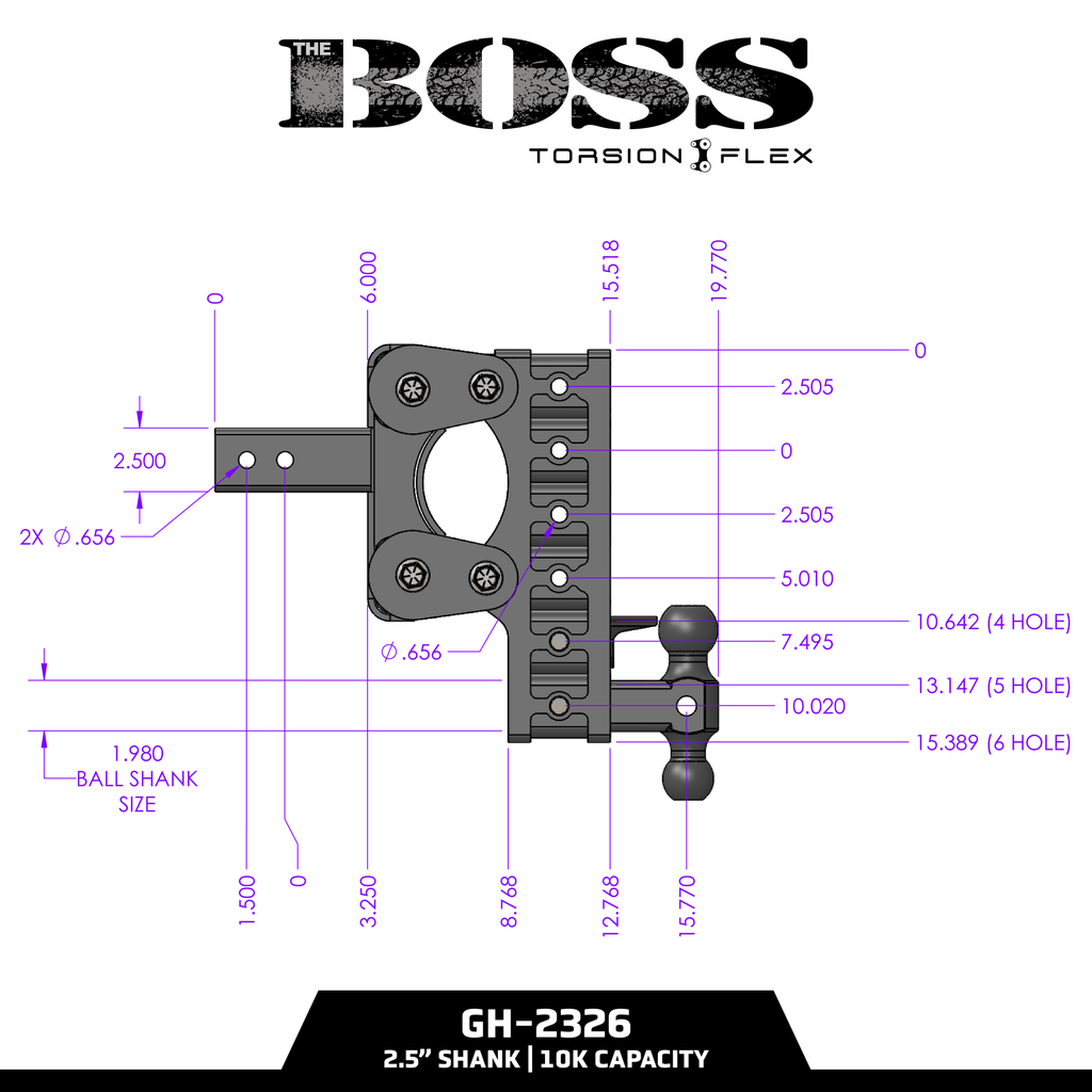 The BOSS 10K (Torsion-Flex) Drop Hitch (2″ or 2 ½″ Shank)
