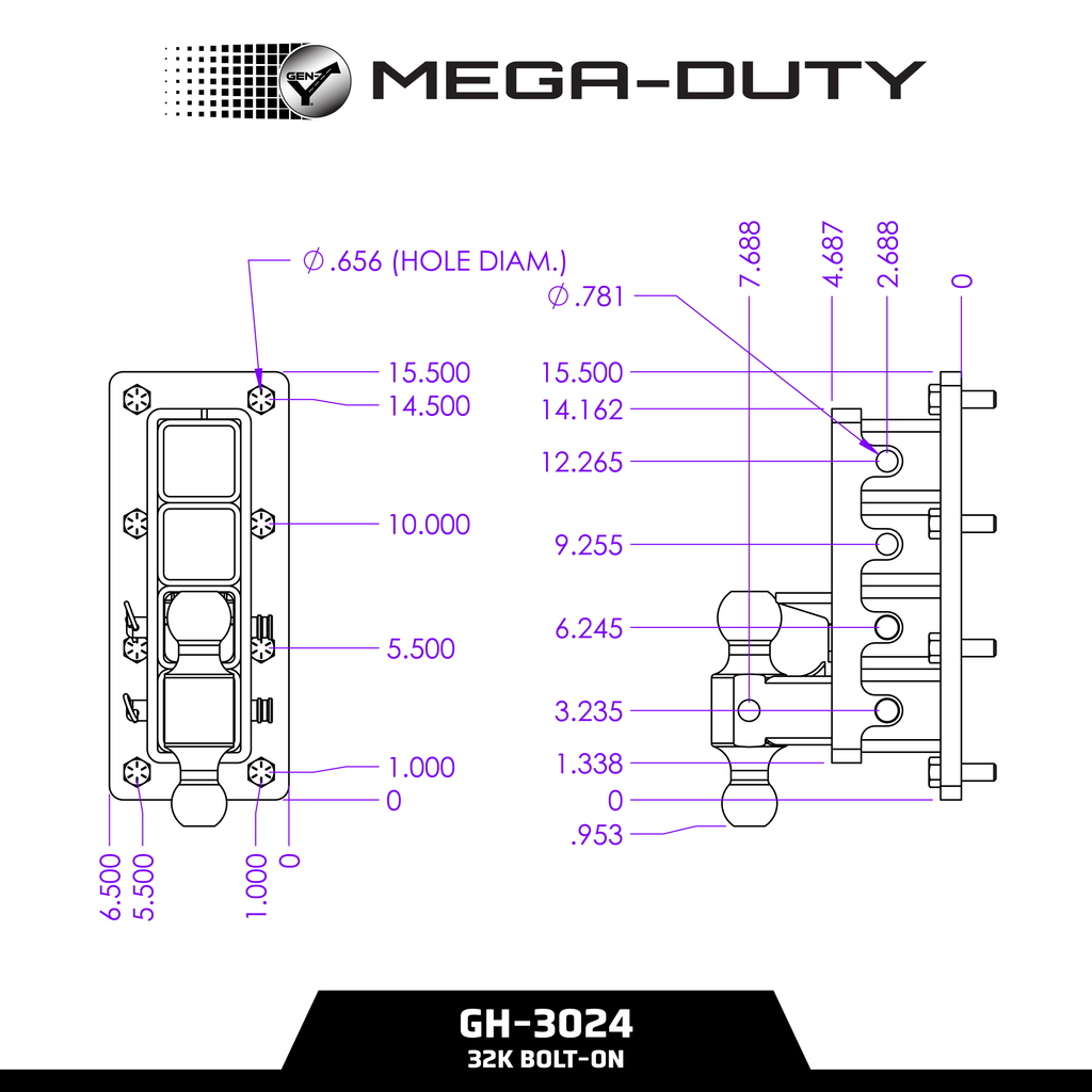 The MEGA-DUTY Bolt-On Adjustable Hitch