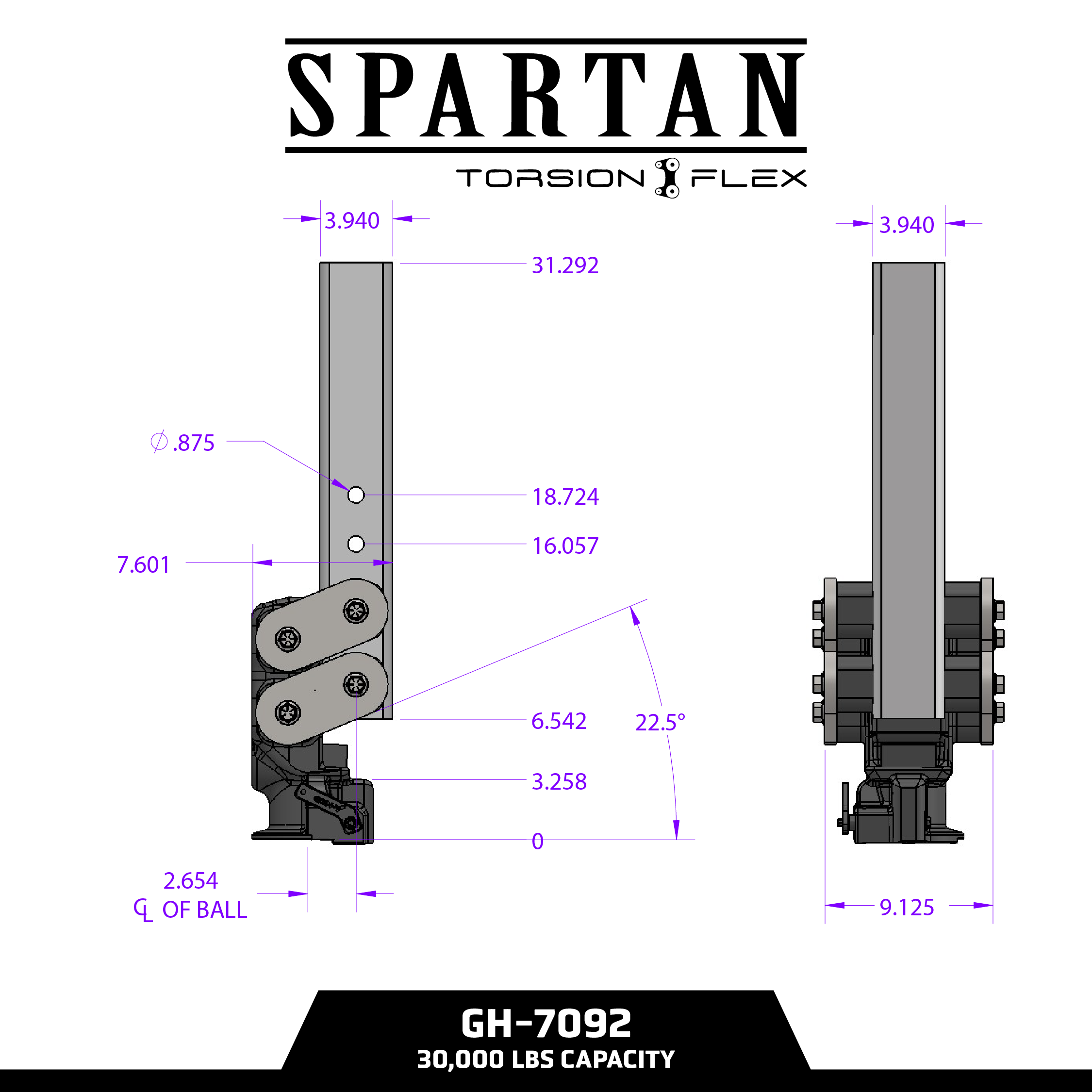 Spartan (Torsion-Flex) Gooseneck with SnapLatch Coupler