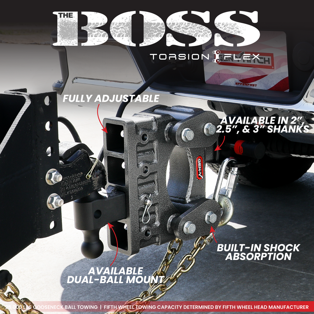 The BOSS 10K (Torsion-Flex) Drop Hitch (2″ or 2 ½″ Shank)