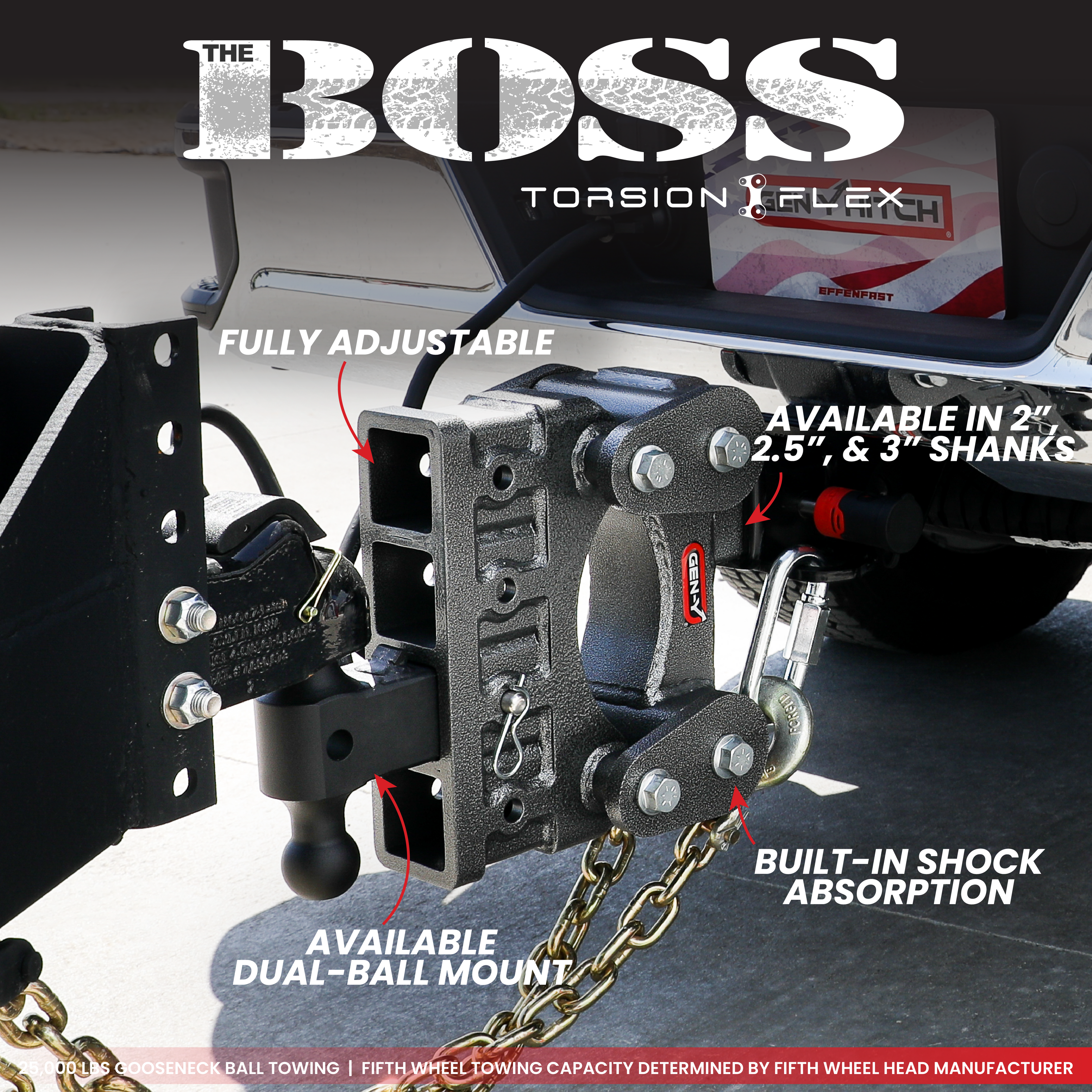 The BOSS 10K (Torsion-Flex) Drop Hitch (2″ or 2 ½″ Shank)