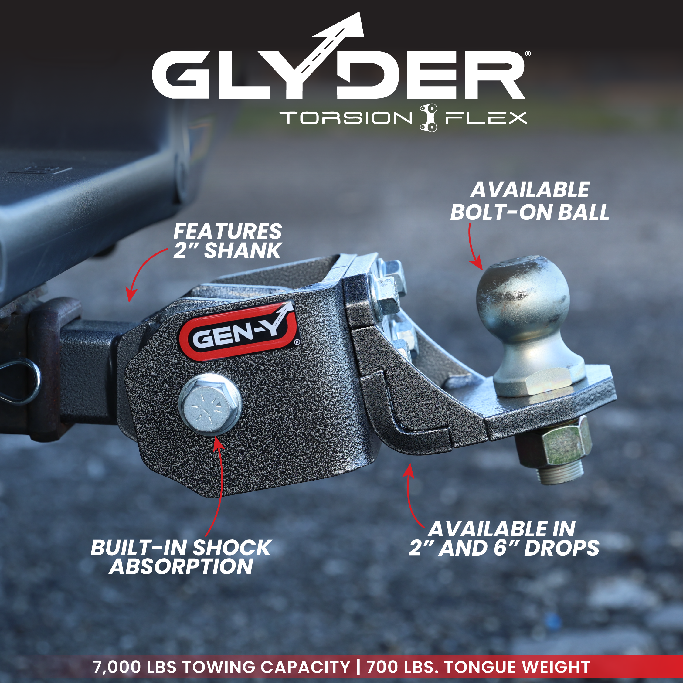 The Glyder 7K (Torsion-Flex) Ball Mount (2" Shank)