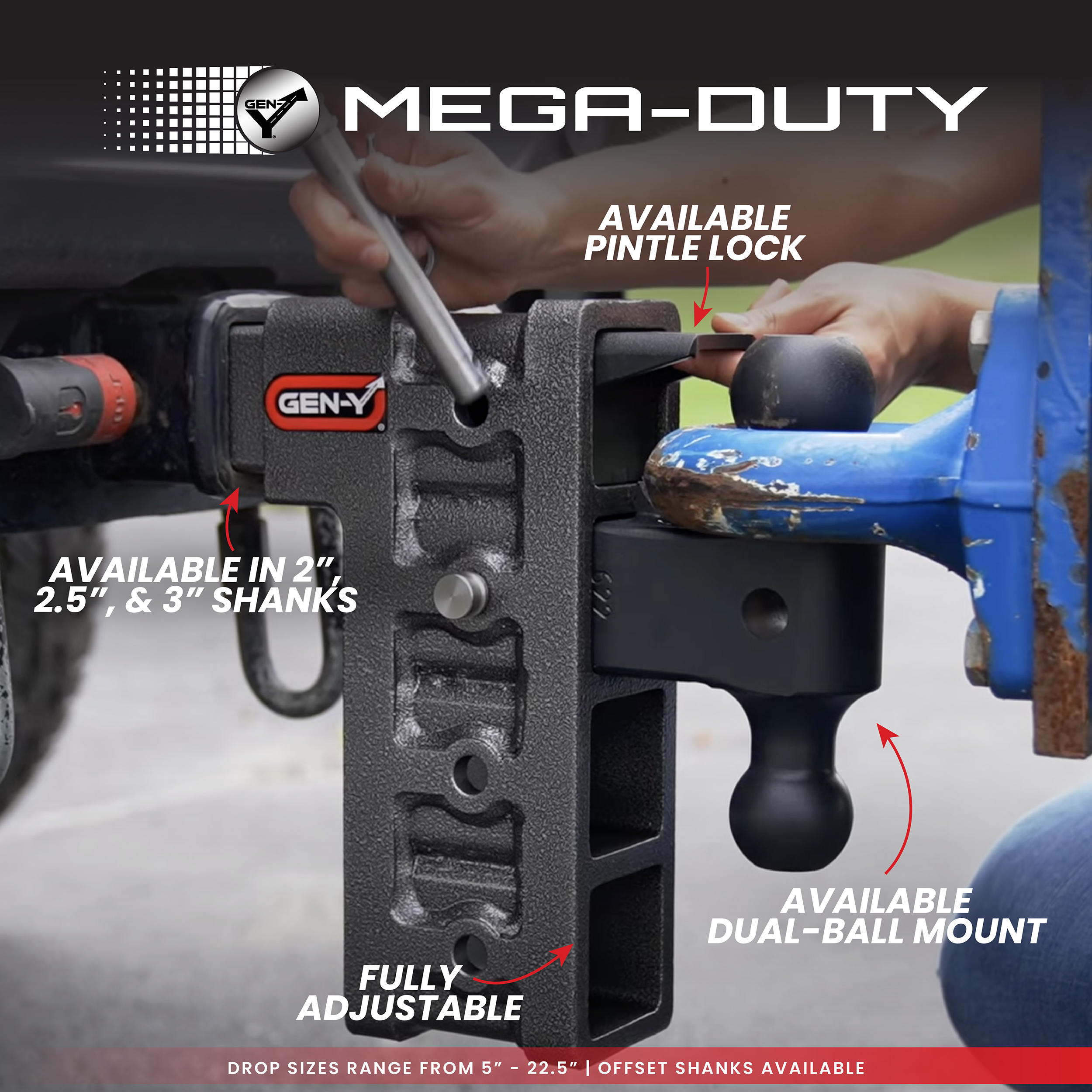 The MEGA-DUTY 16K Drop Hitch (2" Shank)