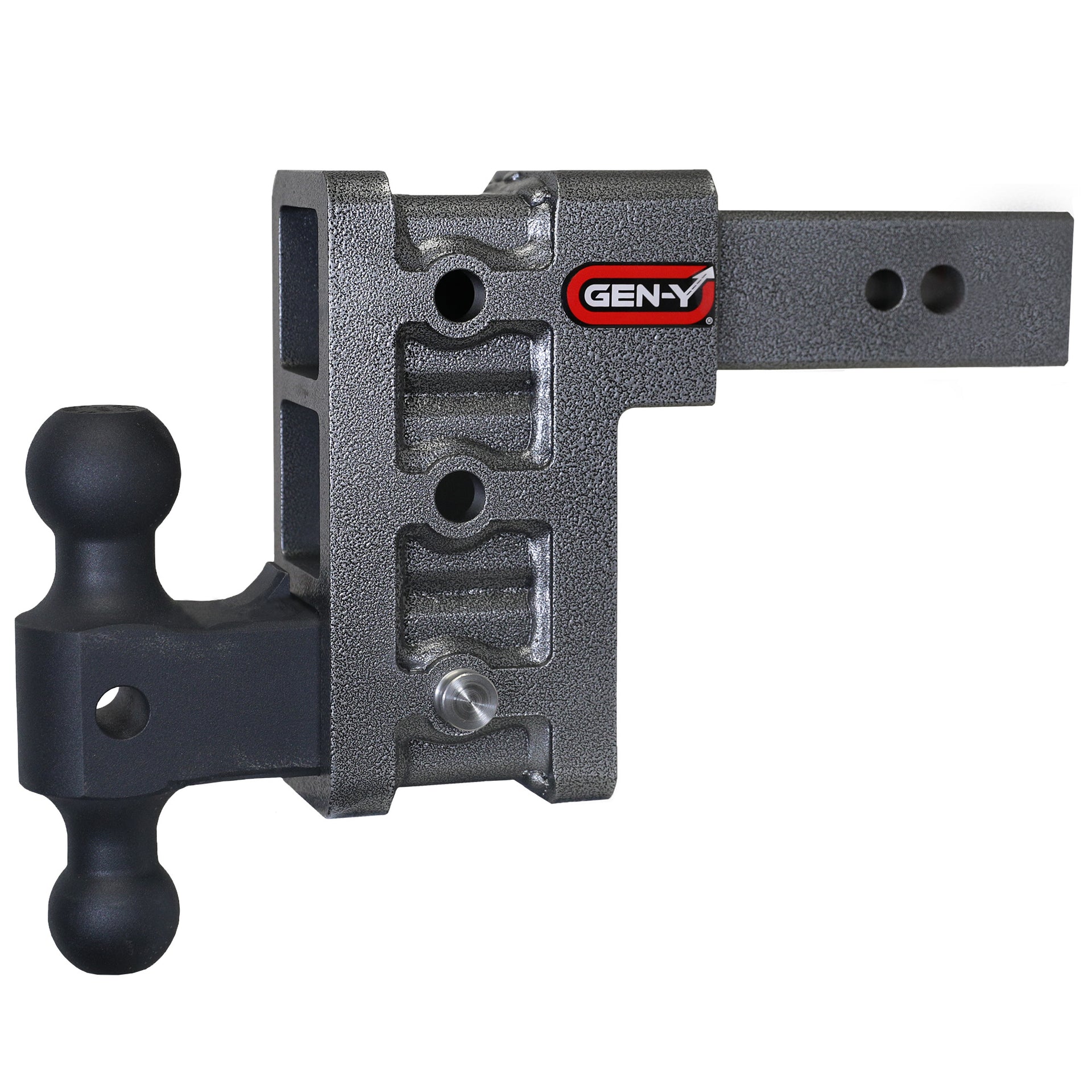 GEN-Y GH-527 MEGA-Duty Adjustable Drop Hitch – 16,000 Lb Towing, 15" Drop, Includes Dual-Ball & Pintle Lock | 2" Receiver, Silver Vein Finish