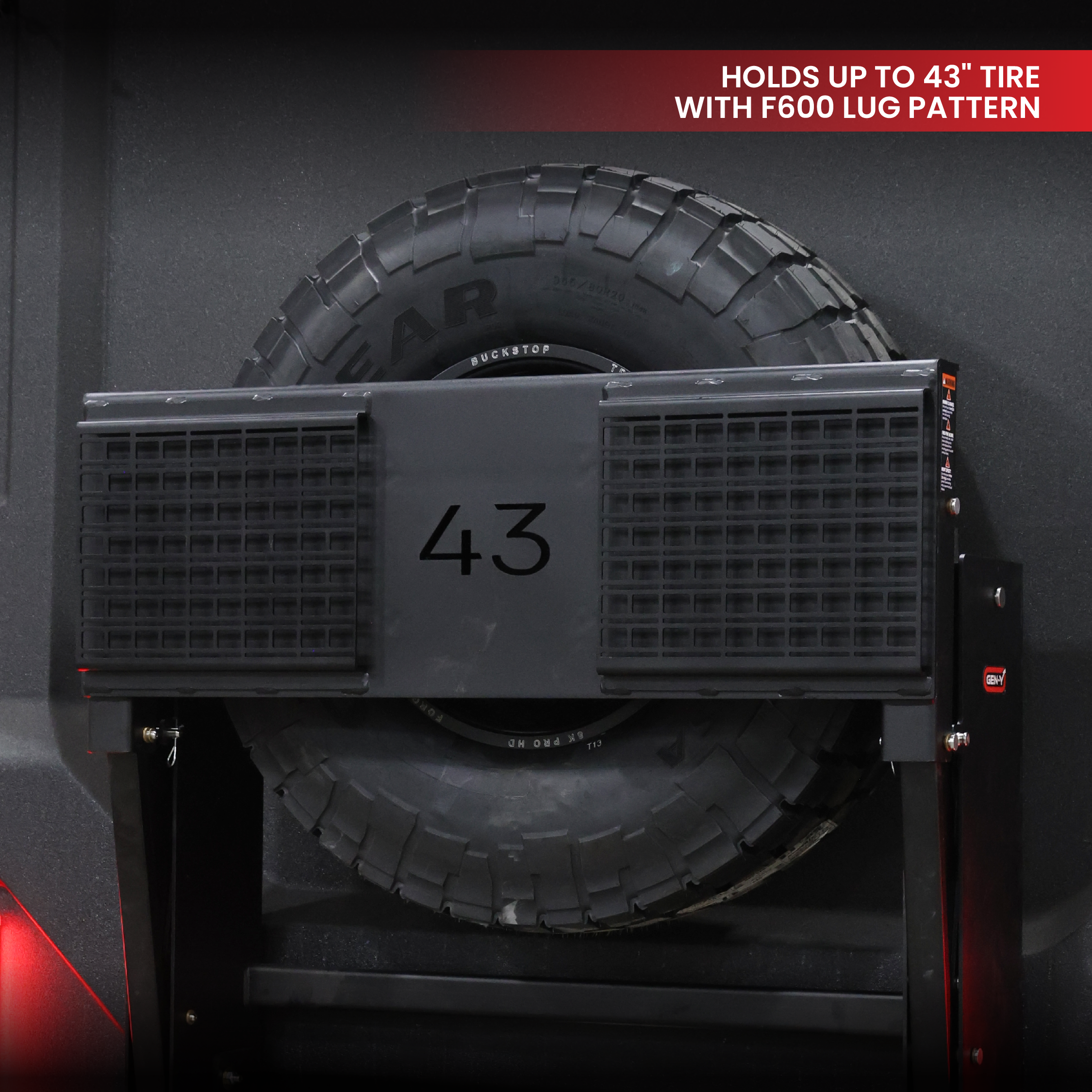 Bolt-pattern measurement diagram for the GEN-Y VENTURE tire carrier