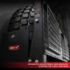 Fitment and compatibility diagram for the GEN-Y VENTURE tire carrier, Grand Design Lineage Model F