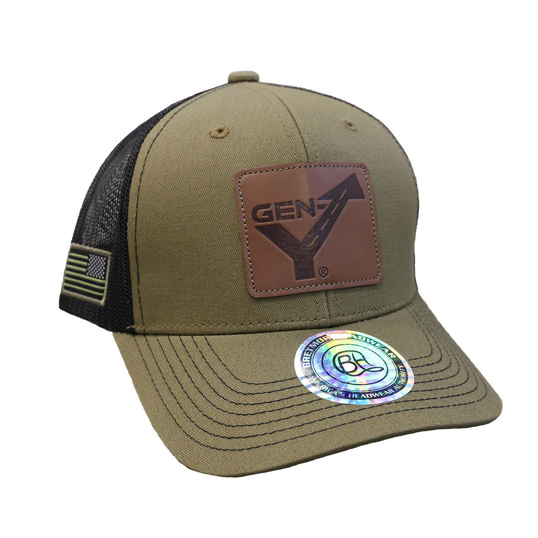 Olive Hat w/ Leather patch